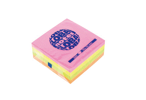 Самозалепващи листчета GLOBAL NOTES кубче 76/76, 4 цвята неон, 320л.